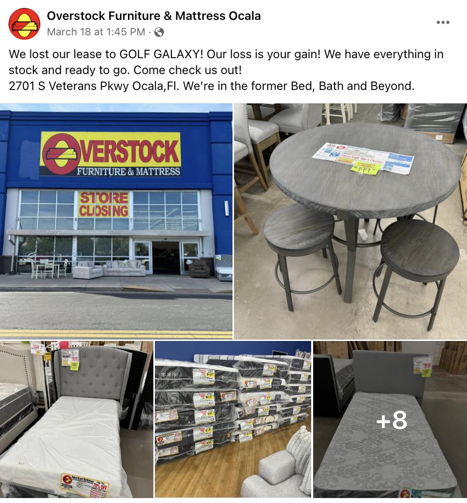 Overstock Furniture and Mattress made this post on social media.